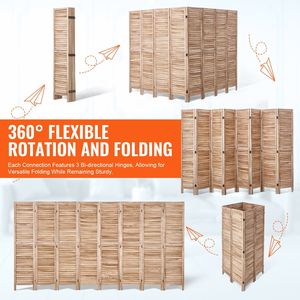 8 <b>Panel</b> Portable 66.9 Inches Tall Wood Folding Privacy <b>Screen</b> Indoor Louvered Partition Divider Elegant Wood Room Divider for - Product Image 3