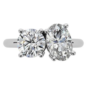 Oval Cut And Round Brilliant Cut Toi Et Moi Engagement <b>Ring</b> VVS1 Moissanite Wedding <b>Statement</b> <b>Ring</b> 18K Solid White Gold <b>Ring</b> - Product Image 1
