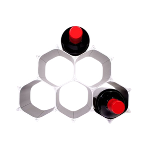 Estante para Vinos de Madera Estilo Industrial Rústico para 11 Botellas con Soportes Hexagonales de Metal Gris, Independiente para Encimera, Madera de Abeto Marrón - Product Image 3