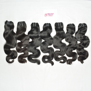 Extensions de cheveux Remy indiens de temple, qualité supérieure, double tirage, ondulation naturelle, finition coupée droite, noir naturel, trame, pour coiffure de salon, à clipser - Product Image 6