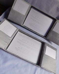 Invitations de mariage de luxe recouvertes de tissu, faites à la main, cartes d'invitation personnalisées haut de gamme, fabricant OEM, vente en gros, export - Product Image 5