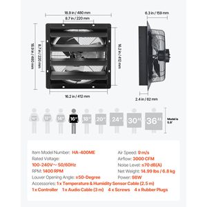 Ventilatore da Soffitta Intelligente da 16 Pollici a Parete con Velocità Variabile e Controllo della Temperatura (2900 CFM EC) - Product Image 4