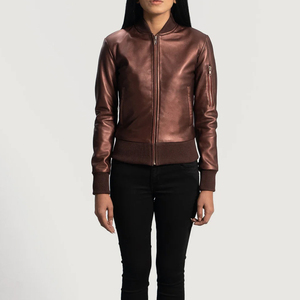 Chaqueta de Motociclista para Mujer, 100% Piel de Oveja Genuina, Transpirable, Ecológica, Acolchada, Empaque Premium, Negra Lisa - Product Image 4