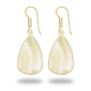 Boucles d'oreilles tendance plaquées or jaune naturel, accessoire de mode pour femme, boucles d'oreilles en aragonite jaune, style vintage, haute qualité - Product Image 1