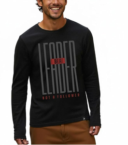 T-shirt à manches longues col rond 100 % coton respirant 180 GSM de haute qualité avec logo personnalisé, fabriqué par OEM, très demandé pour hommes - Product Image 6