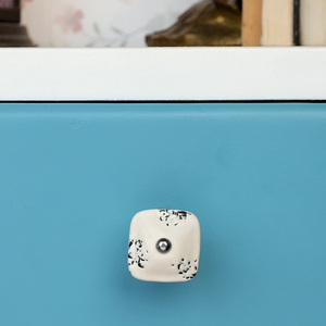 Handcrafted Ceramic Kids <b>Drawer</b> Knobs Cream Kitchen Cabinet Knobs Square Furniture Handles & Knobs Wholesale - Product Image 2