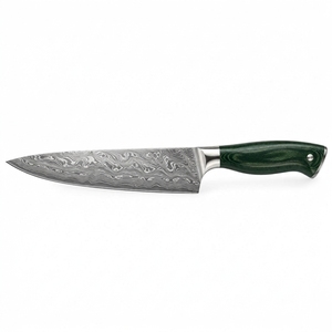 Cuchillo de Chef de Acero de Damasco con Mango de Madera y Hoja con Patrón, Forjado a Mano, Premium, Ergonómico, para Cocina, Marca Privada - Product Image 5