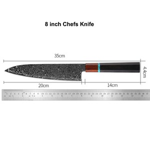 Handmade Ambidextrous Chef <b>Set</b> in Damascus Steel with Wooden Handle and Leather Sheath Extra <b>Sharp</b> - Product Image 5