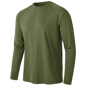 Camiseta de Manga Larga Verde Oliva para Hombre, de Secado Rápido, Compresión, Poliéster - Product Image 1