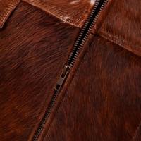 Veste en cuir de cow-boy avec franges pour homme, en cuir de vache véritable, poches avant, fermeture éclair authentique, matelassage intérieur