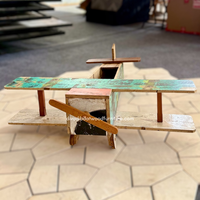 DIVADI Pots à fleurs / Serres artisanales en bois écologiques, modèle d'avion en bois de bateau recyclé A2 pour jardin