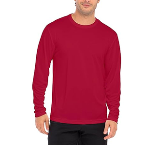 Men Cotton Long Sleeve Shirt Casual Plain Crew Neck Tee Custom Logo Blank Apparel Private Label Bulk - Product Image 1