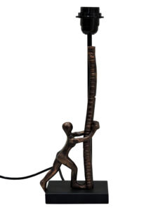 Base de lampe de table en bronze antique avec figurine d'homme grimpeur - Lampe de bureau industrielle en résine - Support de lampe de chevet décoratif sculptural 15 pouces - Product Image 5
