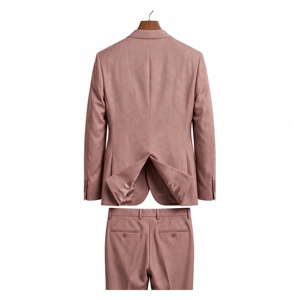 Costume d'affaires rose en polyester pour homme AMKOOR ENTERPRISES, style britannique, simple boutonnage, col cranté, anti-plis, 340g, coupe classique - Product Image 2