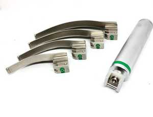 MEDZORA SURGICAL Juego de Instrumentos Quirúrgicos de Acero Inoxidable para EMT, Anestesia y ORL, Laringoscopio de Fibra Óptica con Mango Mediano y 5 Hojas Mac - Product Image 1