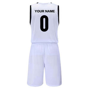 Ensemble Maillot et Short de Basketball Personnalisé pour Homme – Blanc, Rouge, Noir – Col en V, Respirant, Rayé – Nom et Numéro d'Équipe – Tenue Sportive d'Été - Product Image 3