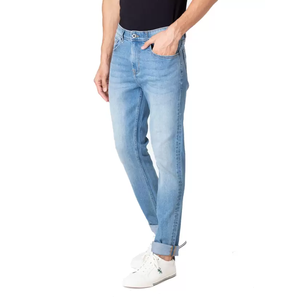 Pantalones Vaqueros de Mezclilla de Algodón y Spandex Azul Cielo de Alta Calidad para Hombre, Corte Ajustado, Ropa para Adultos para Primavera - Product Image 4