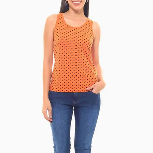 Camiseta sin Mangas para Mujer, Diseño de Puntos Naranjas, Cuello Redondo, Estilo Casual, Tejido Transpirable, Calidad Premium 2026 - Product Image 2