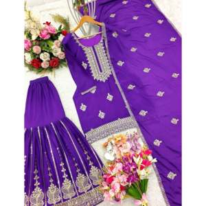 Magnifique haut de soirée pour femme-Ensemble Sarara et Dupatta - Product Image 3