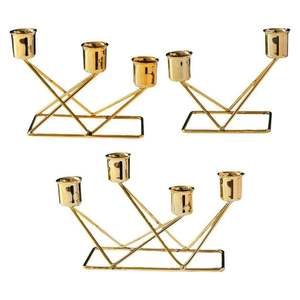 Elegante Portavelas de Metal con Acabado Mate en Latón, Estilo Moderno de Mediados de Siglo, Juego de Candelabros Cónicos, Adorno de Mesa para Sala de Estar - Product Image 6