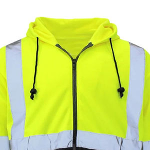 Sweat à capuche réfléchissant de sécurité haute visibilité ANSI Classe 1, imperméable, avec fermeture éclair, doublure polaire, cordons de serrage et bandes réfléchissantes de haute qualité - Product Image 3