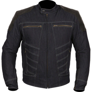 Blouson moto en jean pour homme, col montant, fermeture éclair, respirant, style motard, pour l'automne - Product Image 6