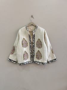 Chaqueta india hecha a mano con estampado de bloques para mujer, abrigo vintage de algodón, regalo para ella - Product Image 2
