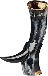 Cuerno para Beber Hecho a Mano de Alta Calidad, Pulido y Duradero, con Soporte, 100% Cuerno Natural, Cuerno Vikingo Medieval de Vaca de la India - Product Image 3