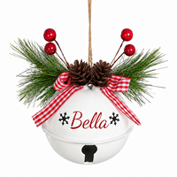 Ornement de cloche de Noël personnalisé, décoration suspendue, nom personnalisé, cloche en métal pour la décoration de l'arbre de Noël