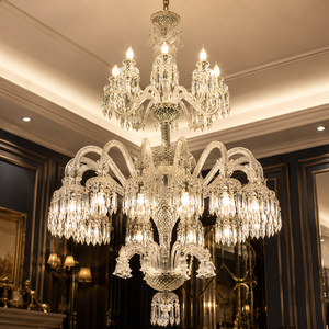 Lámpara de Araña de Cristal de Lujo, Colgante de Múltiples Niveles con Bombillas Tipo Vela, para Decoración Interior de Villas y Hoteles - Product Image 2