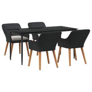 ชุดรับประทานอาหารในสวนหวายโพลีสีดำ 5 ชิ้นพร้อมเบาะรองนั่ง - Product Image 1