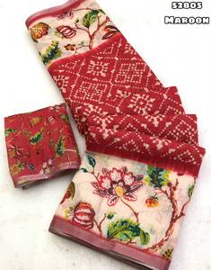 Nouveau tissu en lin doux, imprimé numérique motif patola, avec imprimé floral et bordure zari patti - Product Image 5