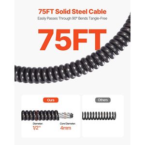 Macchina Portatile per la Pulizia degli Scarichi con Ruote a Spirale da 75 FT X 1/2 Pollici, Alimentazione Automatica e 4 Lame, Pulitore per Fognature Portatile - Product Image 4