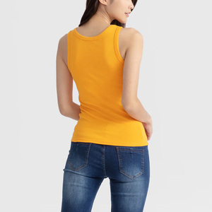 Camiseta sin mangas de punto acanalado informal para mujer - Mezcla de elastano/algodón de secado rápido, ecológica, transpirable, cuello redondo, corte regular, para verano - Product Image 4