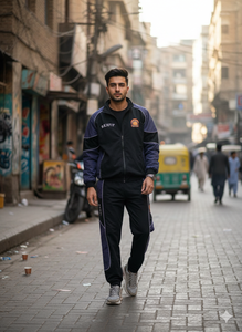 Survêtement de jogging réfléchissant en polyester et coton Rexfit OEM avec logo personnalisé, impression pour hommes, deux pièces, fermeture éclair, coupe-vent pour hommes - Product Image 4