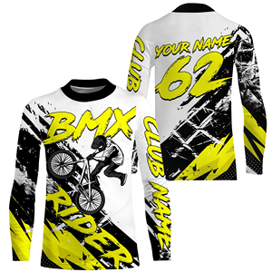 เสื้อเจอร์ซีย์ BMX แบบส่วนตัวสำหรับผู้ใหญ่และเด็ก ชื่อและหมายเลขแบบกำหนดเอง ผ้าโพลีเอสเตอร์ผสมสแปนเด็กซ์ ระบายอากาศได้ดี ป้องกันรังสียูวี แขนยาว - Product Image 5