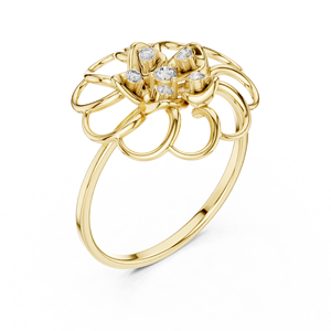 Anillos de oro macizo de 14k para mujer con diamantes de corte redondo minimalista en forma de flor, para regalo, compromiso, aniversario, boda - Product Image 3