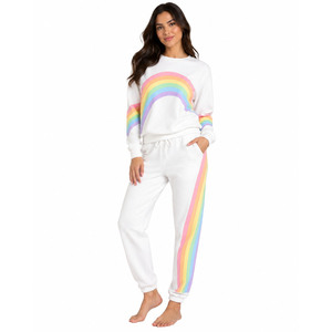 Conjunto Deportivo Personalizado para Mujer, Cuello Redondo, 2 en 1, Sudadera y Pantalones de Felpa 100% Algodón, Estilo Holgado, Ecológico, de Secado Rápido, Informal - Product Image 1