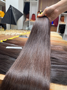 ผมต่อแบบเวอร์จิ้นคุณภาพพรีเมียม แบบเป็นมัด  ผมตรงธรรมชาติ สีน้ำตาลดำ โทนสีดำเข้ม  ซุปเปอร์ดับเบิ้ลดรอว์นเอนด์  เนื้อผมนุ่มลื่น ราคาโรงงาน - Product Image 5
