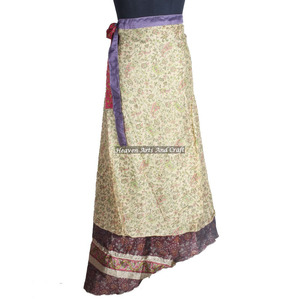 Nueva Falda Cruzada Elegante a Precios Rebajados, Falda Cruzada de Seda Reversible de 38 Pulgadas, Estilo Halter, Hecha a Mano en India - Product Image 3