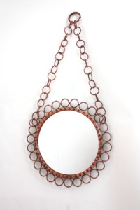 Miroir rond en cuivre avec cadre en métal, décoration murale industrielle, fait main - Product Image 2