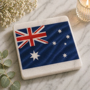 Hot selling France flag <b>marble</b> coaster premium <b>square</b> stone <b>table</b> decor gift item modern stylish export quality design new looks - Product Image 2