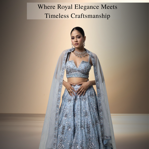 Lehenga Choli de Alta Gama para Bodas Indias, Tallas Grandes, al por Mayor |   Traje de Novia con Bordado de Cristal y Encaje Ornamentado, Transparente y Fluido - Product Image 2