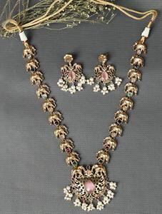 Joyería india de plata oxidada de dos tonos hecha a mano, conjunto de joyería nupcial india, conjunto de collar, regalo de joyería india para ella - Product Image 2