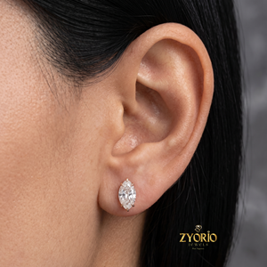 Pendientes de Diamantes Cultivados en Laboratorio con Corte Marquesa de Zyorio Jewels, Oro Blanco Sólido de 14K, Certificado IGI, Joyería Fina, Regalo para Mujer - Product Image 4