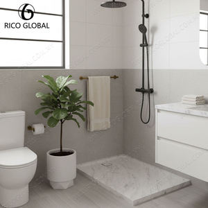 Base de douche rectangulaire noire mate RICO GLOBAL, fixation murale, accessoire de salle de bain minimaliste - Product Image 5