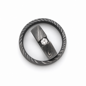 Ensemble de bagues en acier damas faites à la main par Jexmoo avec boîte à bagues, cadeau parfait pour papa, mari, petit ami - Product Image 5