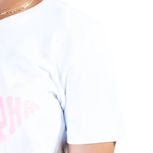 Camiseta Blanca con Letras para Mujer, Manga Corta, Cuello Redondo, Estilo Casual, Moda Urbana, Algodón Ecológico, Ligera, Verano - Product Image 3