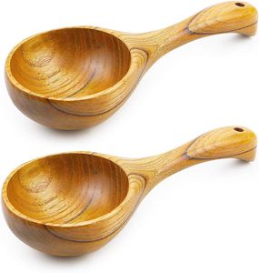 Paquete de 2 cucharas de cocina de madera, multiusos, grandes, de madera maciza, para servir sopa, cuchara para servir, para cocinar, para sales de baño - Product Image 1