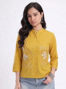 Vestido Casual de Verano con Cuello Mandarín Bordado Floral, Transpirable, con Lazos Tejidos, 100% Poliéster - Product Image 4